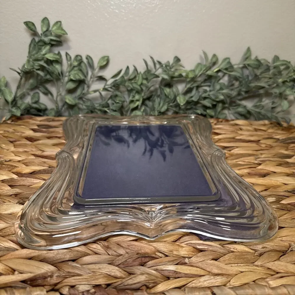 Large Clear Art Glass Picture Frame 5x7 Wavy Sculptural Tabletop Display Vtg